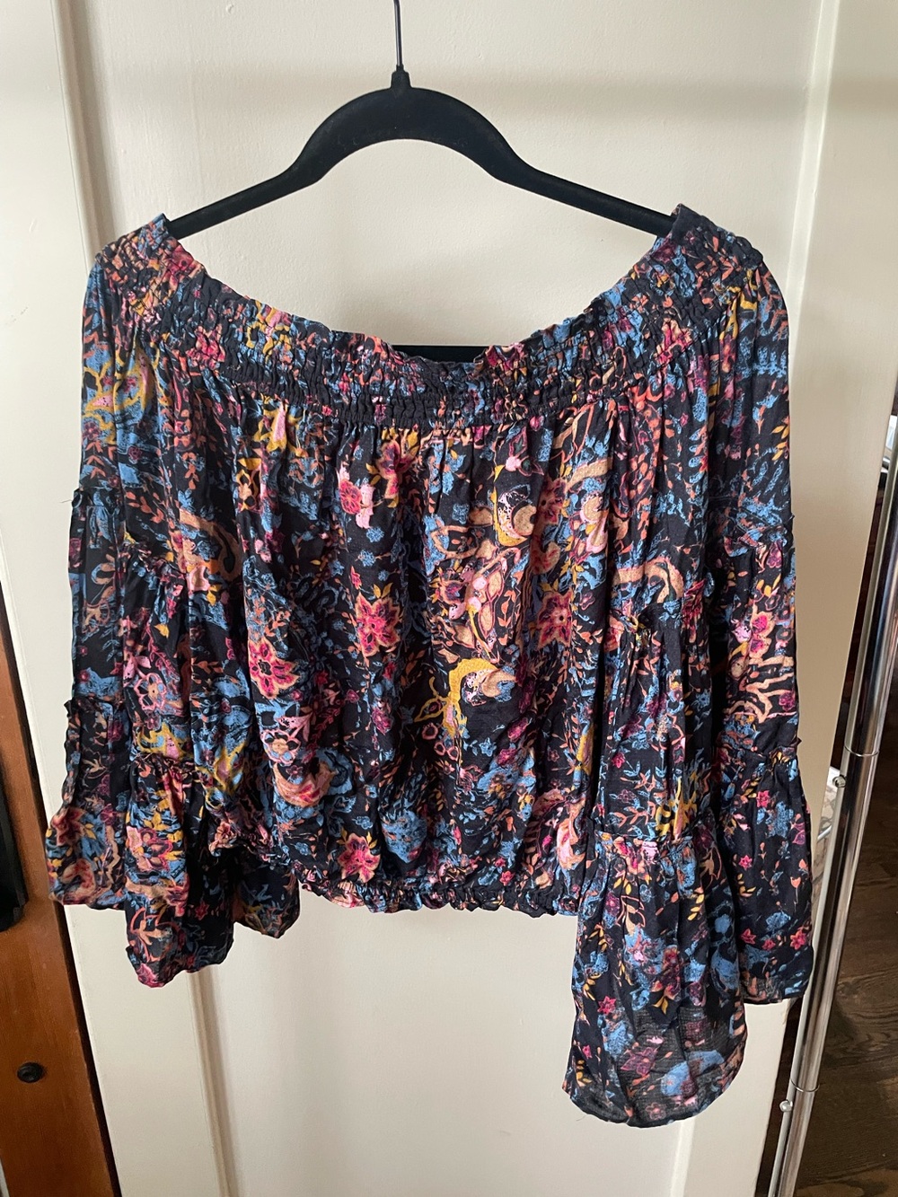 Free People Floral Off-Shoulder Peasant Top in Multicolor
